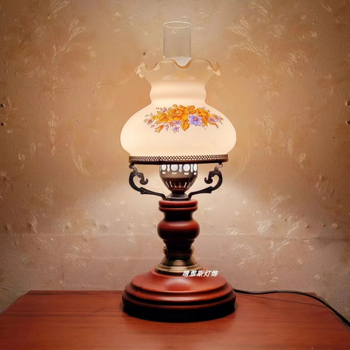 Afralia™ Vintage Solid Wood Desk Lamp for Living Room, Bedroom, and Study