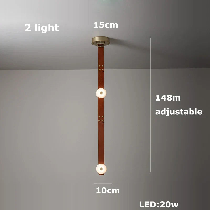"Afralia™ Leather Belt LED Chandelier: Artistic DIY Hanging Lamps for Living Room"