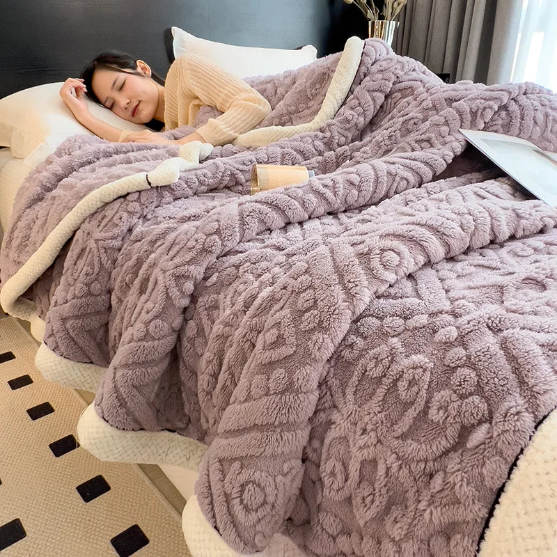Afralia™ Warm Coral Fleece Blanket | Soft Comfort | Cozy Thicken | Autumn Winter Blanket