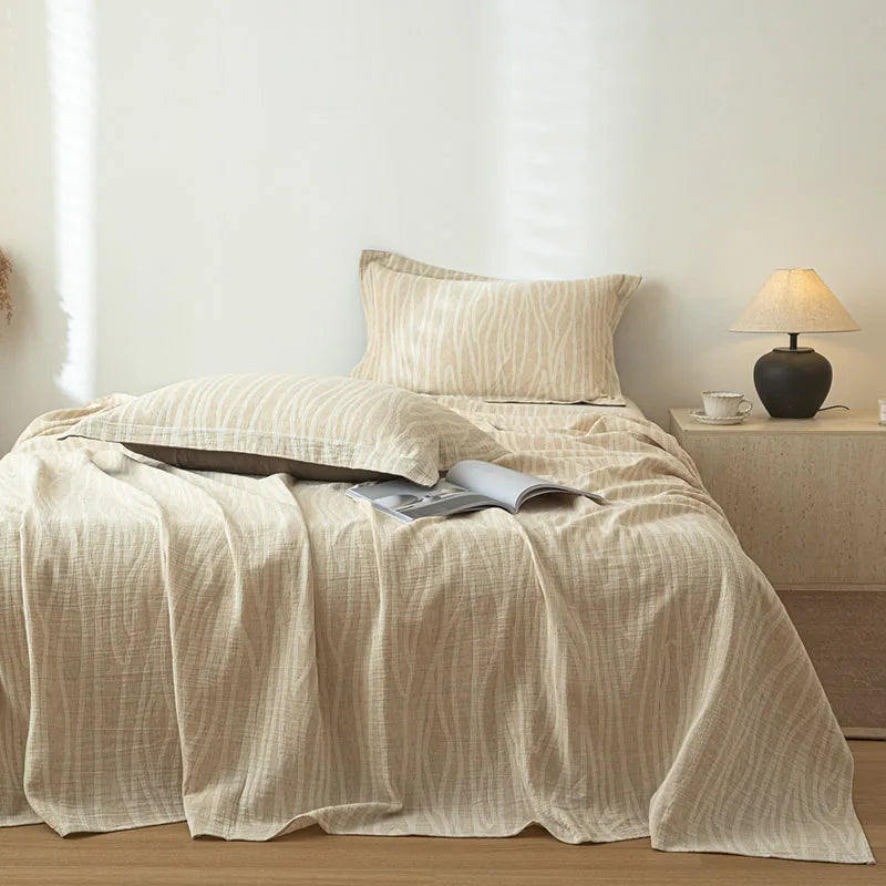 Afralia™ Super Soft Cotton Linen Jacquard Bed Sheet, Cozy Flat Bed Cover for All Seasons