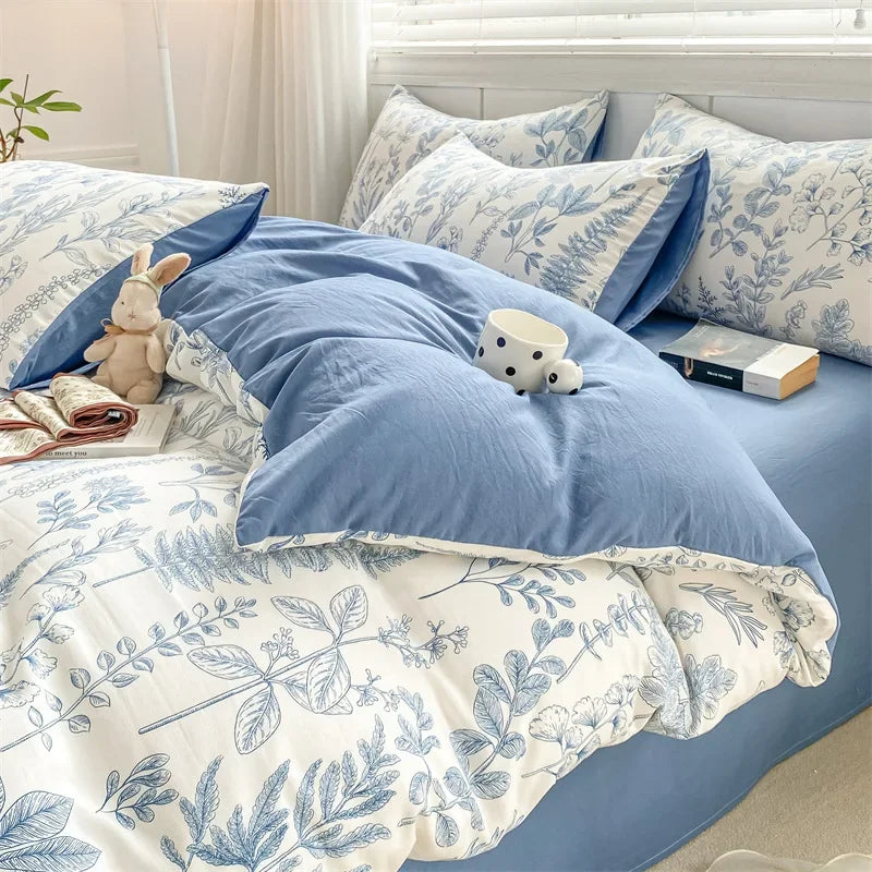 Afralia™ Cozy Pattern Printed 4Pcs Single Bedding Set - Soft Cotton Fabric