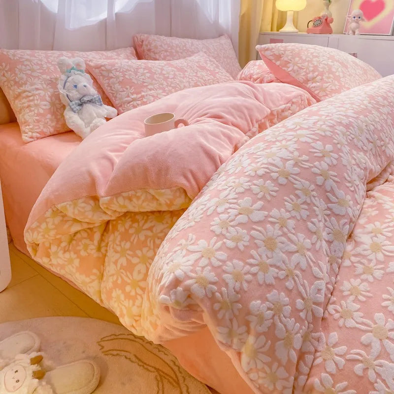 Afralia™ Plush Waffle Fleece Duvet Cover - Cozy 3D Carved Winter Comforter for Adults