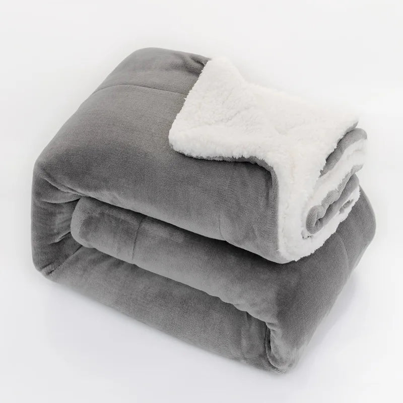 Afralia™ Cozy Double-Layer Lamb Fleece Blanket - All Season Warmth Bedspread
