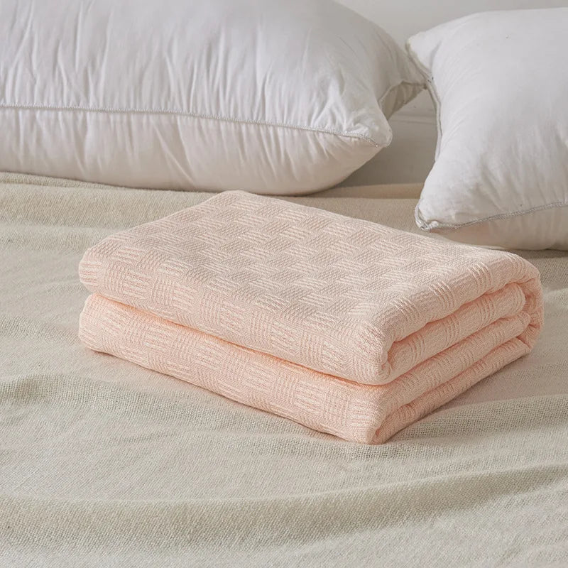 Afralia™ Pure Cotton Knitted Blanket: Summer Sofa Cover Comfort Queen Double Size Quilt