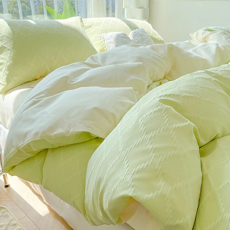 Afralia™ Diamond Grid Jacquard Bedding Sets: Cooling, Soft Duvet Cover for Summer & Autumn