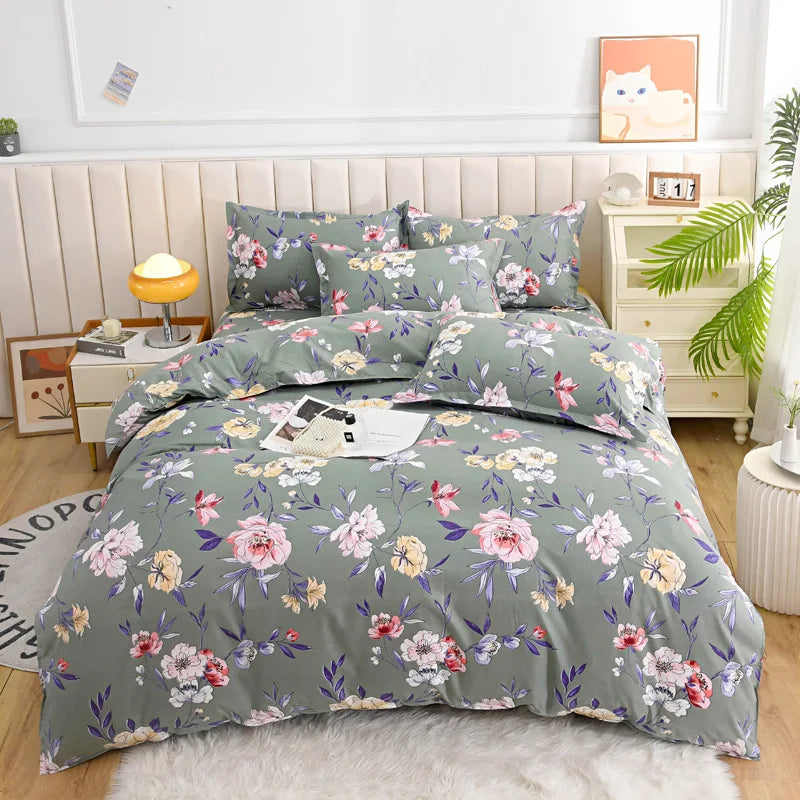 Afralia™ Pastoral Printed Cotton Comforter Cover for Queen King Bed - Four Seasons