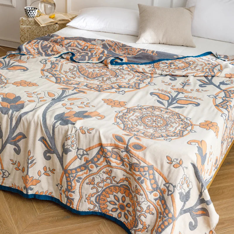 Afralia™ Cotton Gauze Summer Blanket, Soft Breathable Single Double Bed Nap Blanket