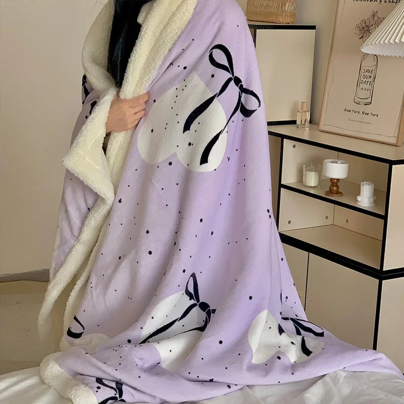 Afralia™ Korean Cartoon Plush Blanket, Soft Nap Sofa Cover for Home Dormitory
