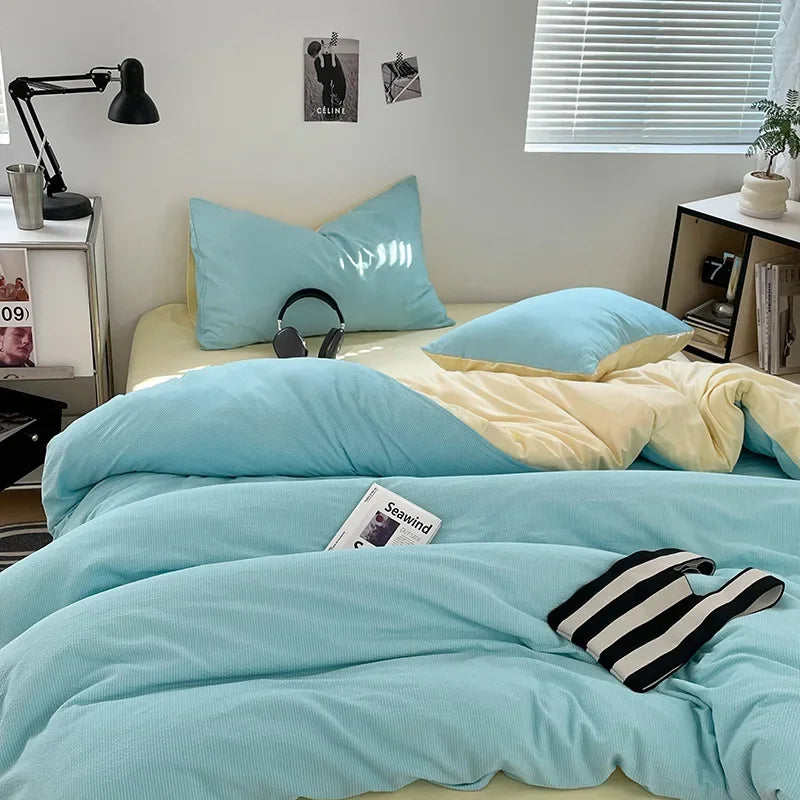 Afralia™ Super Soft Double-Sided Bubble Cotton Bed Four-Piece Set