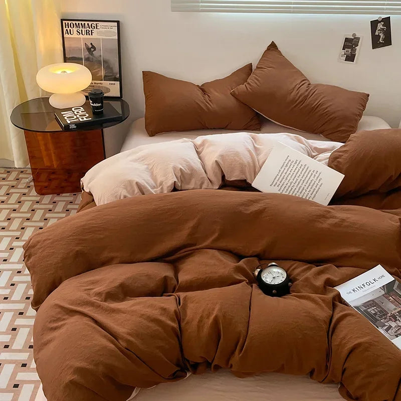 Afralia™ Soft Bedding Set: Fitted Sheet, Duvet Cover, Pillowcase - Queen/King Size