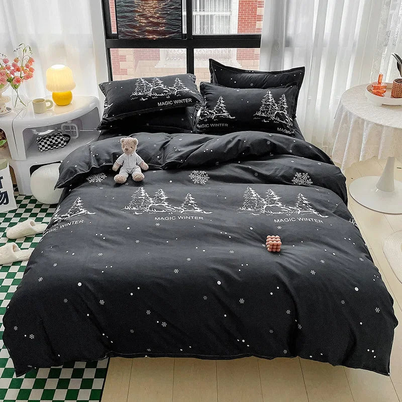 Afralia™ Nordic Style Letter Print Bedding Set, Single/Double/Queen/King Size, Soft & Non-Pilling Comforter Kit.