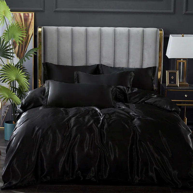 Afralia™ Silky Ice Solid Color Bedding Set for Cool Summer Sleep