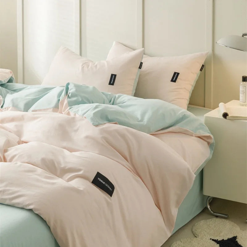 Afralia™ Double-Sided Color Matching Cotton Bedding Set for Adults