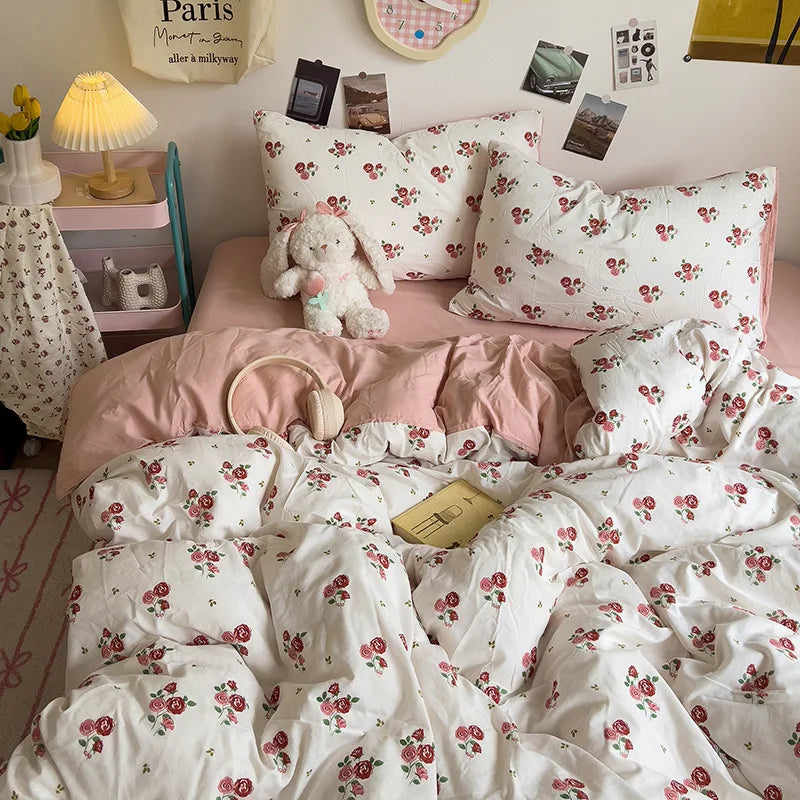 Afralia™ Korean Floral Print Single Duvet Cover: Sweet Comfort, All Seasons, Skin-Friendly