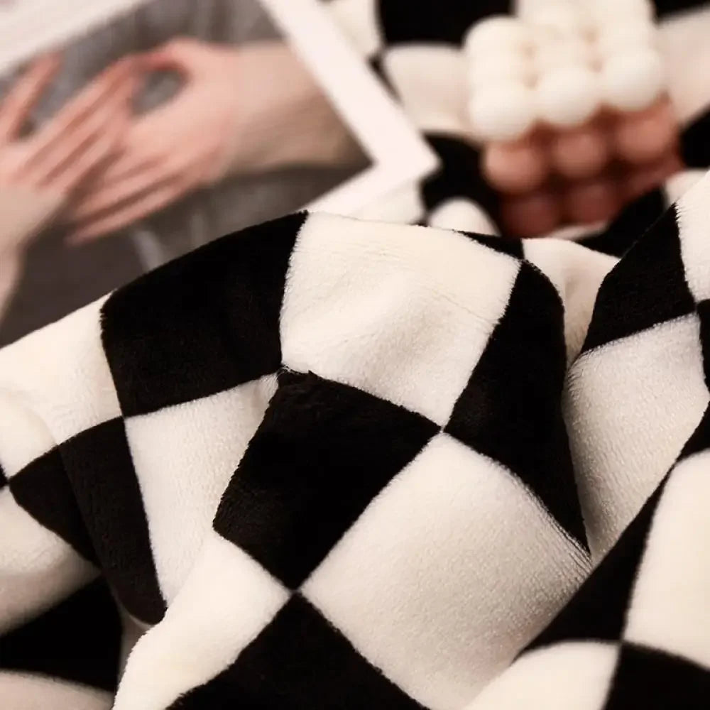 2024 Afralia™ Checkerboard Lamb Fleece Blanket Cover - Premium Printed Blanket Series