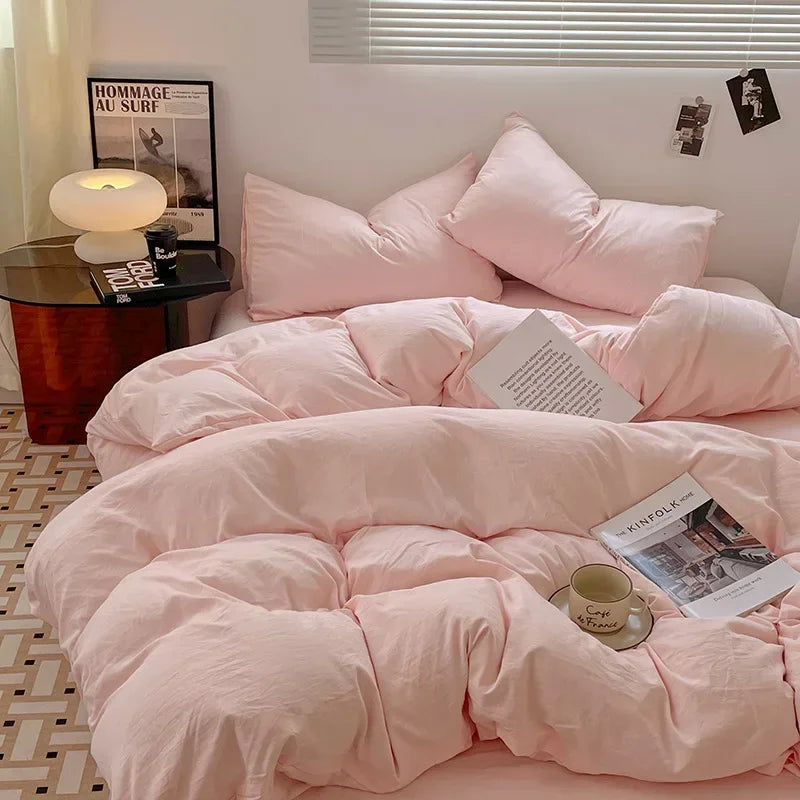Afralia™ Soft Bedding Set: Fitted Sheet, Duvet Cover, Pillowcase - Queen/King Size
