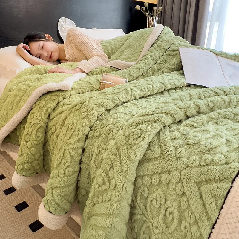 Afralia™ Warm Coral Fleece Blanket | Soft Comfort | Cozy Thicken | Autumn Winter Blanket