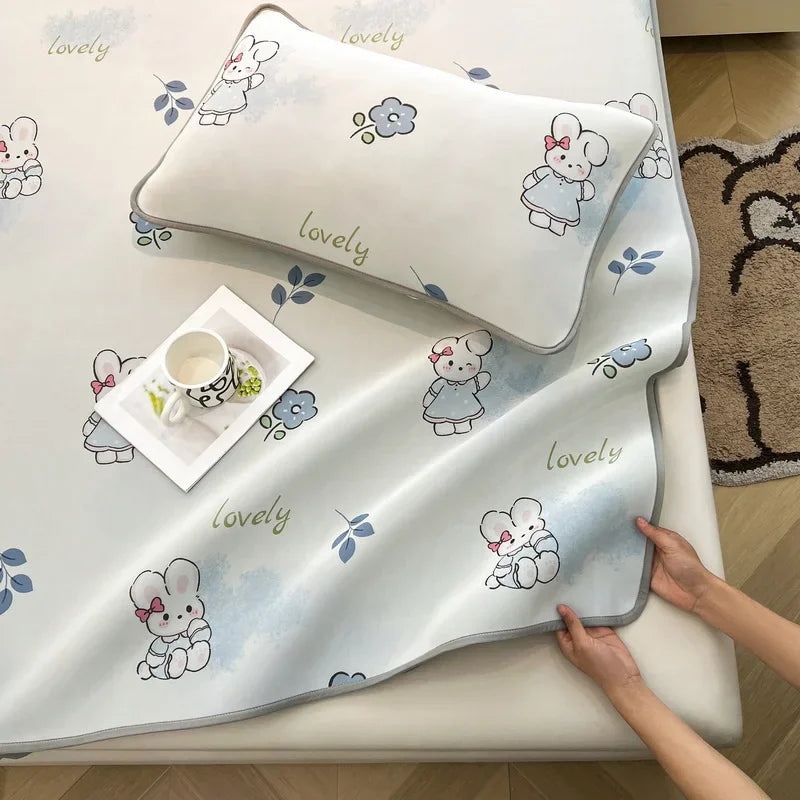 Afralia™ Cooling Ice Silk Mattress - 3Pcs, High Quality, Simple Pattern, Anti-Wrinkles.