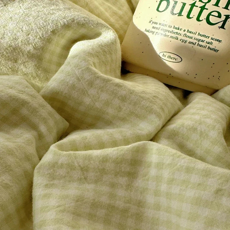 Afralia™ Lace Duvet Cover Bedding Set 4Pcs French Washed Cotton for Single Double Bed