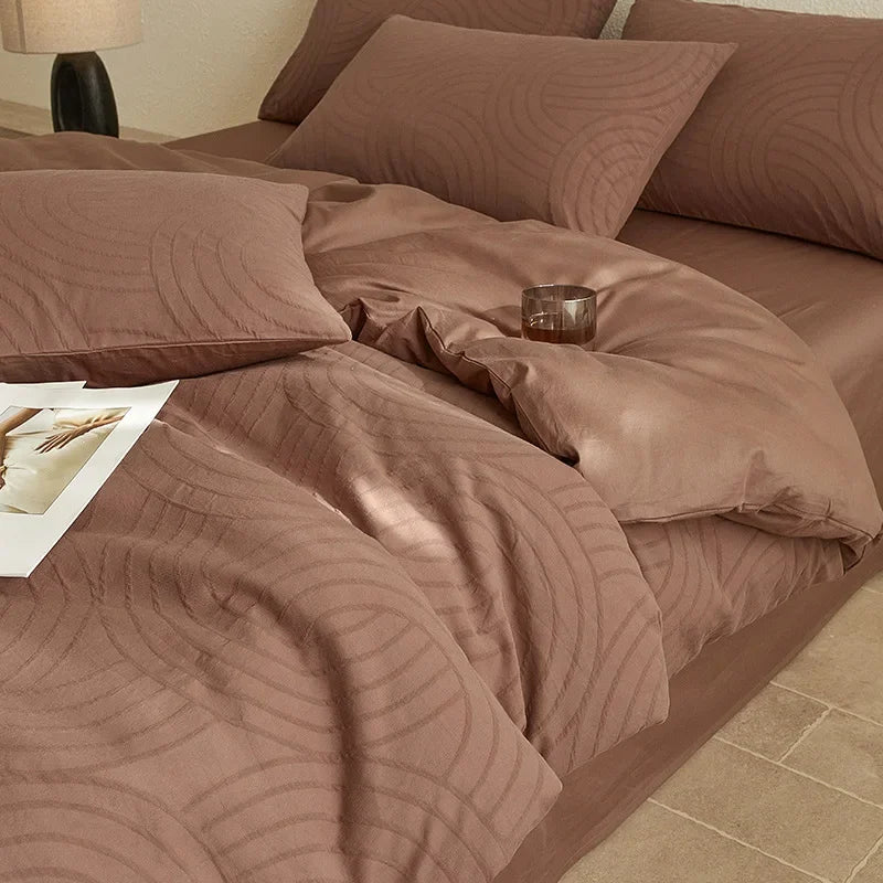 Afralia™ Luxury Jacquard 3-Layer Cotton Bedding Set - Soft & Skin-Friendly