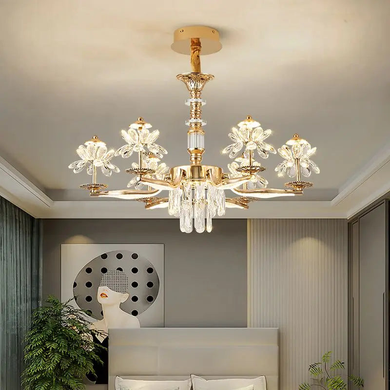 Afralia™ Crystal Chandelier Ceiling Pendant Light for Living, Dining, and Bedroom Home Lighting