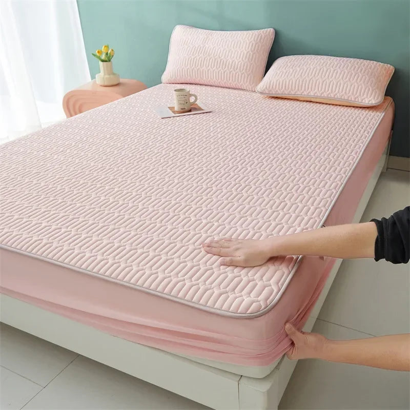 Afralia™ Summer Cartoon Print Silky Latex Cooling Fitted Sheet Set
