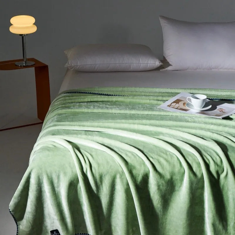 Afralia™ Velvet Milk Blanket: European Solid Color Flannel Bedspread for All Seasons