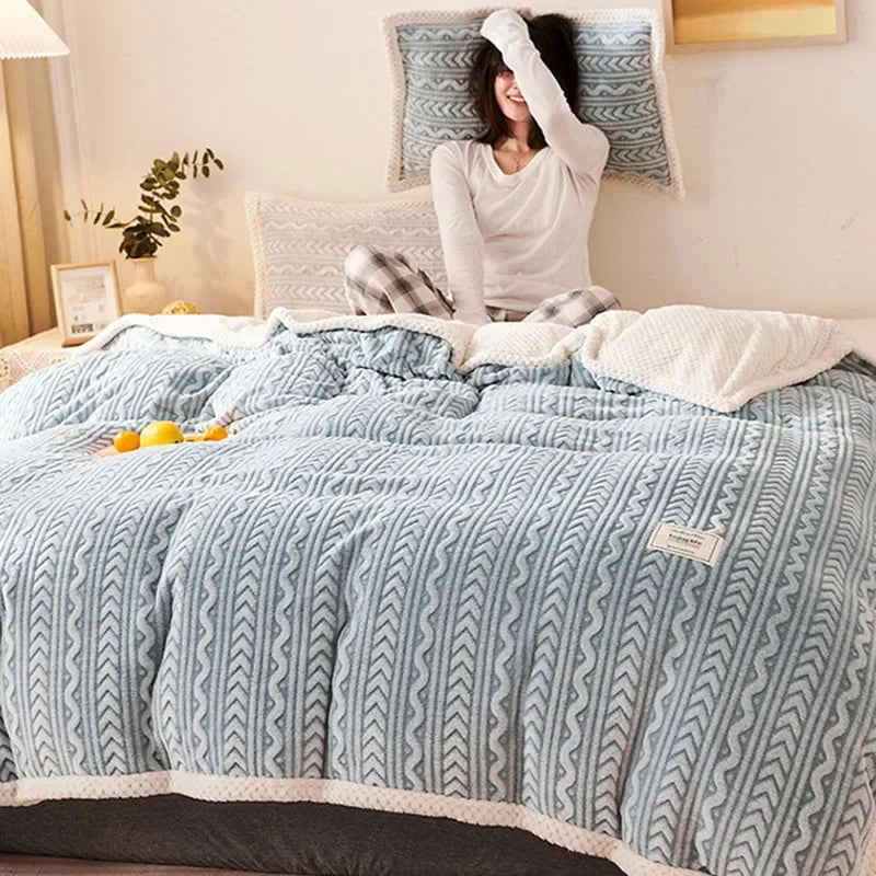 Afralia™ Coral Fleece Flannel Blanket: Cozy Single/Queen Size Little Quilt - Winter Office/Dorm Warmth
