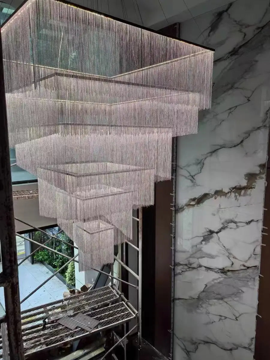 Afralia™ LED Square Chandelier: Modern Luxe Hanging Ceiling Lamp for Living Room & Lobby