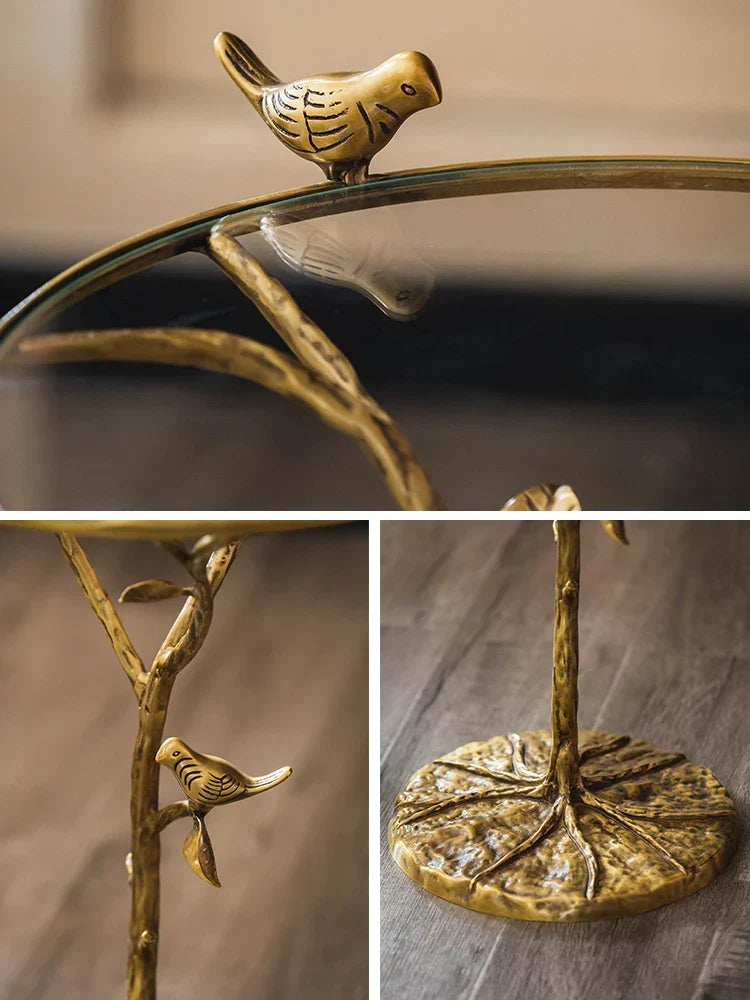 Afralia™ Brass Bird Side Table | Creative Tea Table | Balcony & Living Room Decor