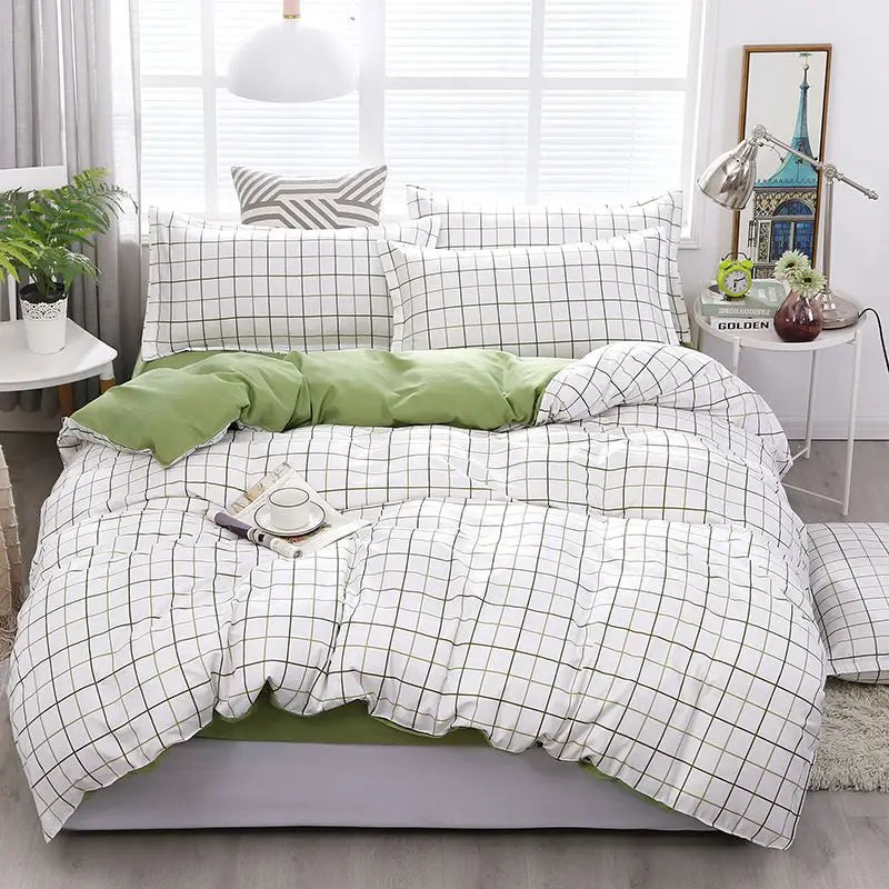 Afralia™ Soft Large Stripe Bedding Set: Brushed Duvet, Sheet, Pillowcases in Nordic Style