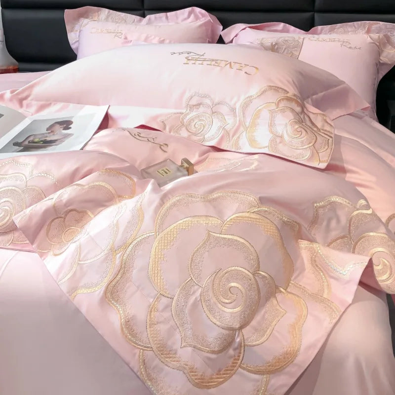 Afralia™ Chic Embroidered Cotton Bedding Set for Luxurious Home Décor