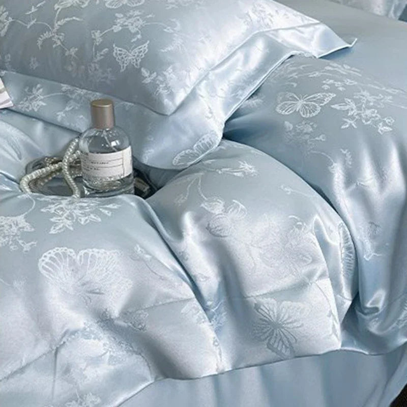 Afralia™ Ice Silk Jacquard Bedding Set - Luxury Comforter Cover, Soft & Cozy, Queen/King