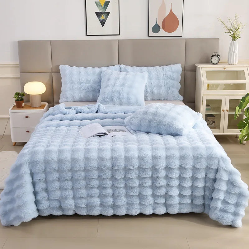Afralia™ Bubble Rabbit Velvet Blanket: Soft Plush Sofa Cover for All Seasons