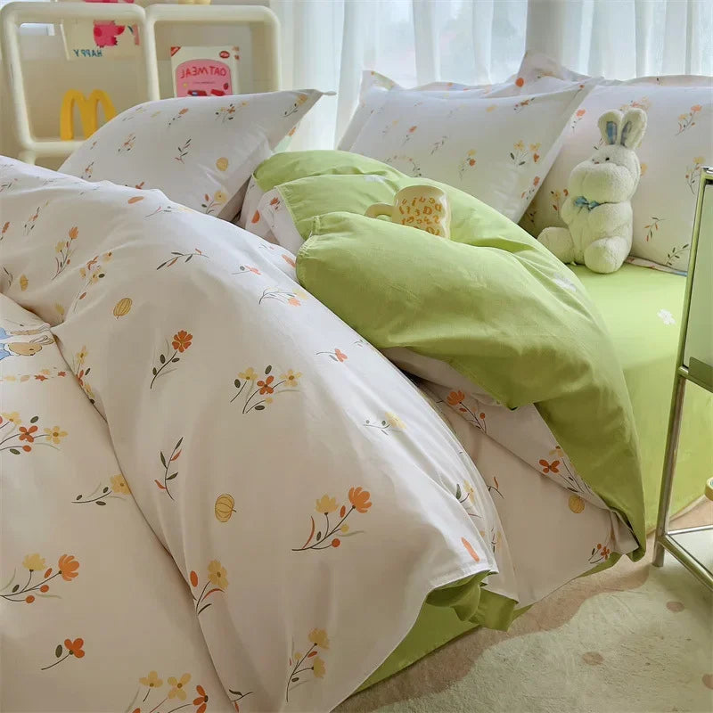 Afralia™ Small Floral Cotton Bedding Set for Soft Skin-Friendly Duvet Cover Sets