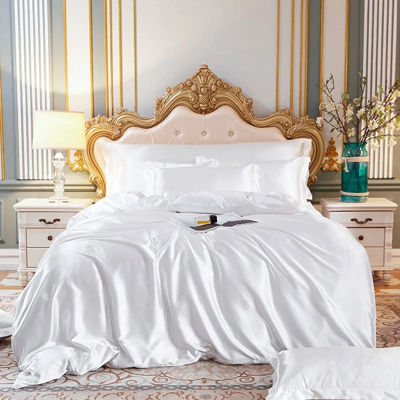 Afralia™ Luxe Satin Silk Duvet Cover Set | Soft Skin-Friendly Comforter with Pillowcase
