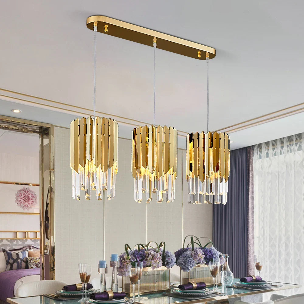 Afralia™ Modern Gold Crystal LED Chandelier for Home Luxury Indoor Lighting