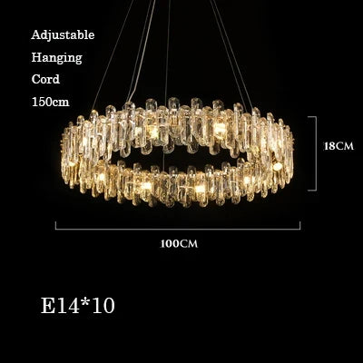 Afralia™ Gold Crystal Strip Chandelier - Dimmable Indoor Ceiling Light