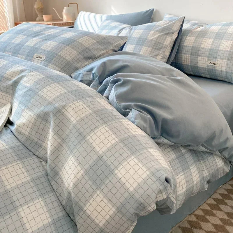 Afralia™ Nordic Cotton Bedding Set: Soft Striped Comforter Cover for Adults