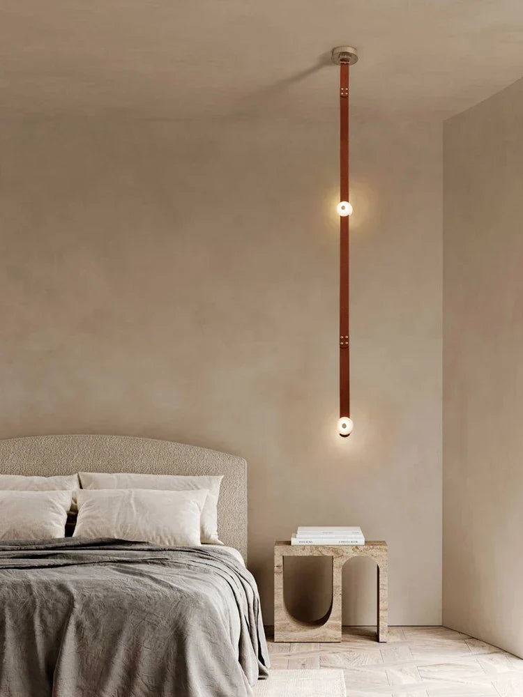 "Afralia™ Leather Belt LED Chandelier: Artistic DIY Hanging Lamps for Living Room"