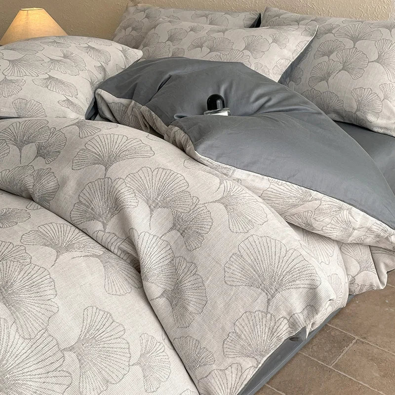 Afralia™ Luxury Jacquard 3-Layer Cotton Bedding Set - Soft & Skin-Friendly