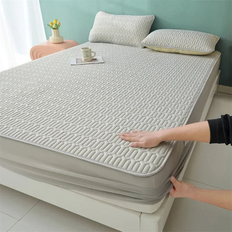 Afralia™ Summer Cartoon Print Silky Latex Cooling Fitted Sheet Set