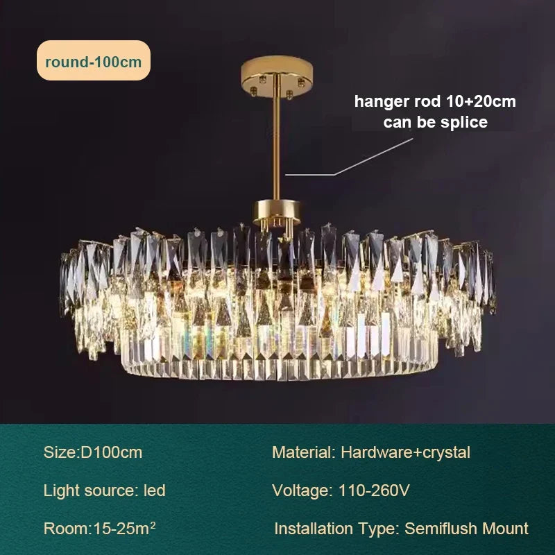 Afralia™ Gold Crystal Chandelier Modern LED Pendant Lamps