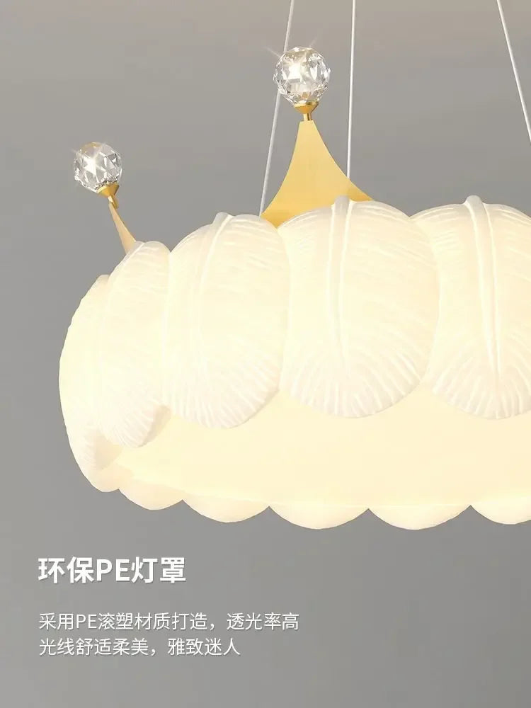 Afralia™ Gold&White LED Crown Small Chandelier for Living Dining Bedroom - Indoor Decor Lighting