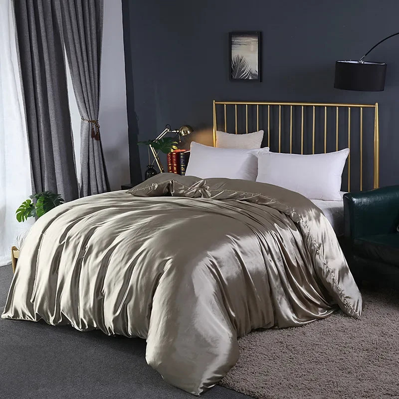 Afralia™ Mulberry Silky Queen Duvet Cover Smooth Luxury Satin King Size Blanket