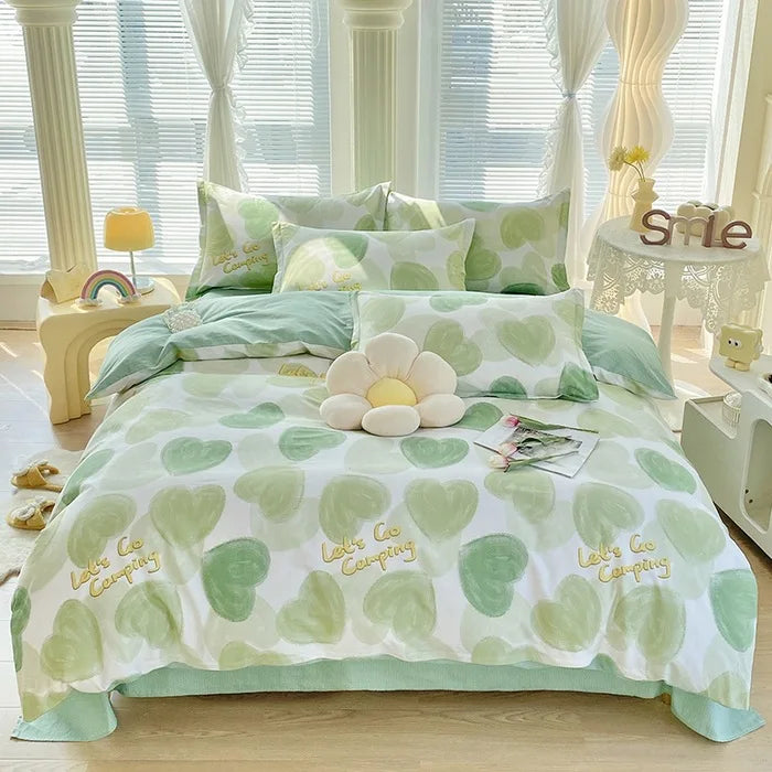 Afralia™ Romantic Flower Print Cotton Bedding Set with Ultra Soft Duvet Cover & Bed Linens