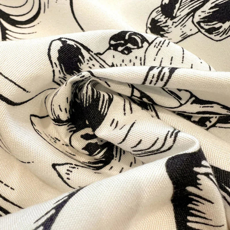 Afralia™ Korean Black White Hepburn Style Bedding Set with Lace Fitted Sheet Set