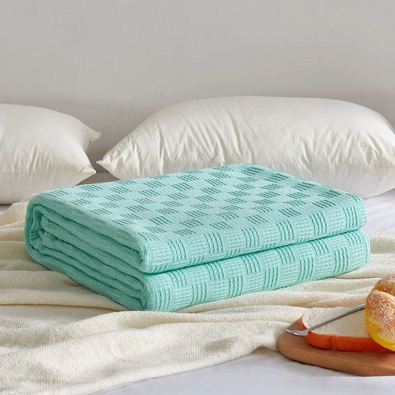 Afralia™ Pure Cotton Knitted Blanket: Summer Sofa Cover Comfort Queen Double Size Quilt