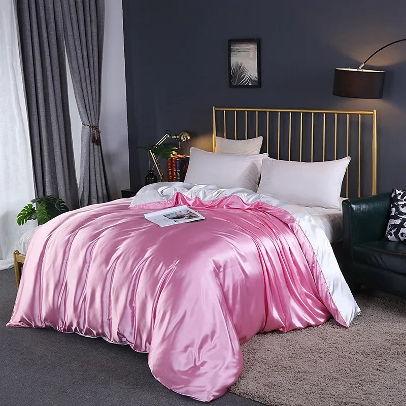 Afralia™ Mulberry Silky Queen Duvet Cover Smooth Luxury Satin King Size Blanket