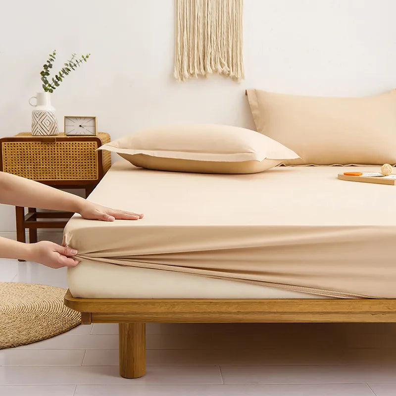 Afralia™ Pure Cotton Fitted Sheet: Comfortable Solid Color Mattress Cover
